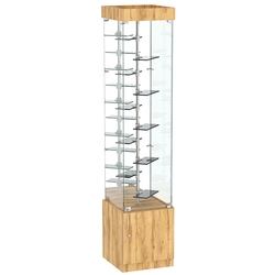 Стеклянная торговая витрина с миниатюрными тонированными полками Dark №4-2, Дуб Золотистый