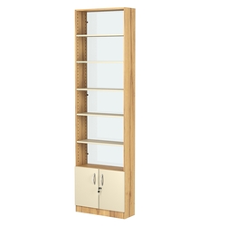 Стеллаж из ДСП с 5-ю полками 200x600 мм серии LEVEL-5 №3-1 (З/C - СТЕКЛО), Дуб Золотистый и Крем Вайс