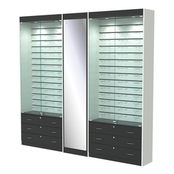 Комплект витрин под очки №10+1+10 (закрытый доступ), Черный и Белый