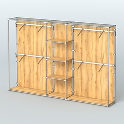 Торговая система ХРОМ (задняя стенка - ДСП) 3030 мм с полками ДСП и поручнями №8, Дуб Золотистый