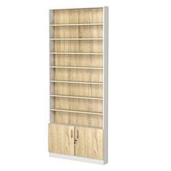 Стеллаж из ДСП с 7-ю полками 100x900 мм серии LEVEL-7 №8 (З/C - ДВП), Белый + Дуб Сонома