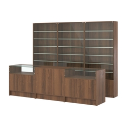 Комплект витрин с наклонными полками SL-6 №12 и прилавков ЭК-2, Орех