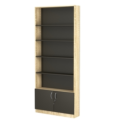 Стеллаж из ДСП с 4-мя полками 200x900 мм серии LEVEL-4 №10 (З/C - ДВП), Дуб Сонома + Черный