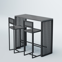 Комплект барный стол "Кофе-брейк" №7 и стулья, Темно-Серый