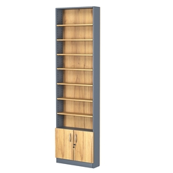 Стеллаж из ДСП с 7-ю полками 150x600 мм серии LEVEL-7 №2 (З/C - ДВП), Темно-серый и Дуб Золотистый