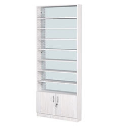 Стеллаж из ДСП с 7-ю полками 150x900 мм серии LEVEL-7 №9-2 (З/C - ЗЕРКАЛО), Ясень Анкор светлый