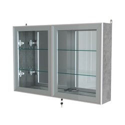 Витрина настенная №3-2А широкая с зеркалом серии Collecto, Бетон Чикаго светло-серый F186 ST9