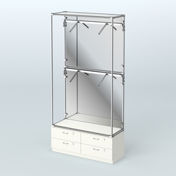 Торговая система ХРОМ (задняя стенка - зеркало) 1200 мм №3-2 с тумбой Т-14 и поручнями, Белый