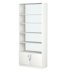 Стеллаж из ДСП с 4-мя полками 400x900 мм серии LEVEL-4 №14-1 (З/C - СТЕКЛО), Белый