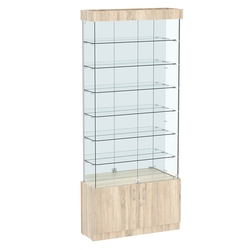 Витрина Истра №32 прямоугольная (задняя стенка - зеркало), Дуб сонома