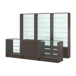 Комплект витрин с регулировочными полками NE-6 №12-1 и прилавков ЭК-4, Дуб Венге