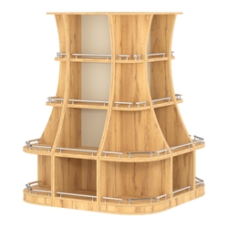 Островной низкий стеллаж ГАРАНТ №6-О с ограничителями, Дуб Золотистый и Крем Вайс