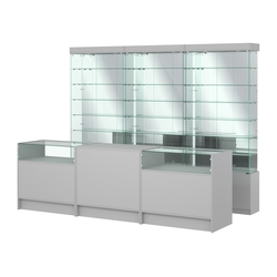 Комплект стеклянных витрин ИС-32 и прилавков ЭК-2, Серый