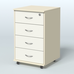 Тумба подкатная 4 ящика, цвет венге, Крем Вайс + Белый