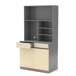 Офисная мини-кухня ВЕКТОР №6, Темно-серый и Крем Вайс U2601-U2236