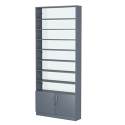 Стеллаж из ДСП с 7-ю полками 200x900 мм серии LEVEL-7 №10-1 (З/C - СТЕКЛО), Темно-Серый