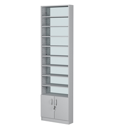 Стеллаж из ДСП с 8-ю полками 150x600 мм серии LEVEL-8 №2-2 (З/C - ЗЕРКАЛО), Серый