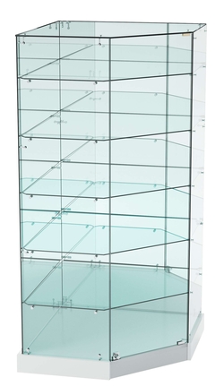 Витрина Хит продаж №517 (угловая пятигранная, закрытая, З/C - зеркало), Серый