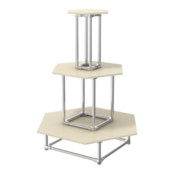 Торговый хромированный остров ПИРАМИДА №7 (полки ДСП 16мм), Крем Вайс