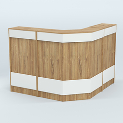 Ресепшен Г-образный серии ПРАЙМ №4Б, Дуб Канзас коричневый + Белый