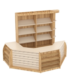 Комплект кассовой зоны со скосами для магазина выпечки средний №2-1, Дуб Золотистый Крем Вайс