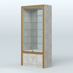 Витрина с декором и замками  из хрома №ВБА-503, Метрополитан Грей