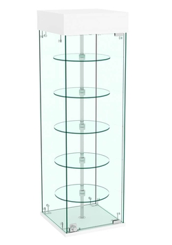 Витрина РОТАЦИЯ настольная с вращающимися полками №23-5 (прозрачная), Белый