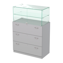 Прилавок с распашными дверками в стеклянной части Селена-101, Серый