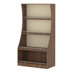 Стеллаж Гарант низкий №2-1-900-О с ограничителями, Орех + Крем Вайс