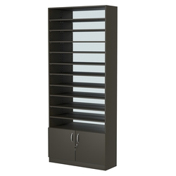 Стеллаж из ДСП с 10-ю полками 300x900 мм серии LEVEL-10 №12-2 (З/C - ЗЕРКАЛО), Черный