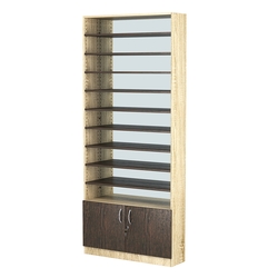 Стеллаж из ДСП с 10-ю полками 250x900 мм серии LEVEL-10 №11-2 (З/C - ЗЕРКАЛО), Дуб Сонома + Дуб Венге