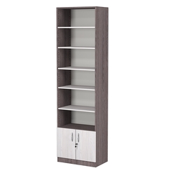 Стеллаж из ДСП с 5-ю полками 350x600 мм серии LEVEL-5 №6 (З/C - ДВП), Ясень Анкор темный + Ясень Анкор светлый