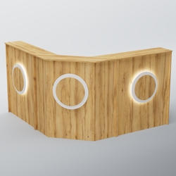 Ресепшен Г-образный КРУГ №3, Дуб Золотистый