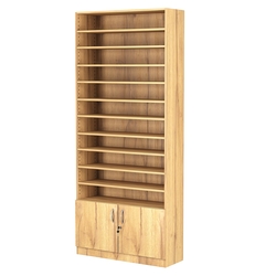 Стеллаж из ДСП с 10-ю полками 300x900 мм серии LEVEL-10 №12 (З/C - ДВП), Дуб Золотистый