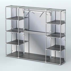 Торговая система ХРОМ (задняя стенка - зеркало) 2430 мм с полками ДСП и поручнями №11, Черный