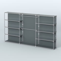 Торговая система ХРОМ (задняя стенка - ДСП) 3600 мм с зеркальными полками и поручнями №1, Темно-Серый