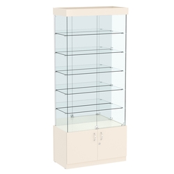 Витрина Истра №503 прямоугольная (задняя стенка - зеркало), Крем Вайс