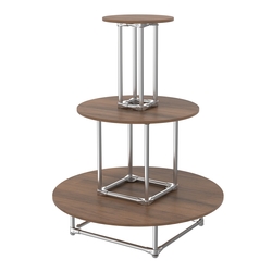 Торговый хромированный остров ПИРАМИДА №4 (полки ДСП 16мм), Орех