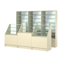 Комплект витрин с наклонными полками SL-6 №12-2 и прилавков ЭК-7, Крем Вайс