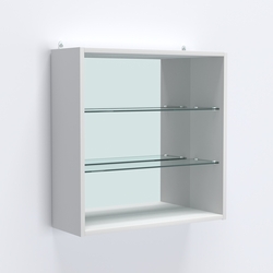 Витрина настенная №201-2Г открытая с зеркалом, Белый