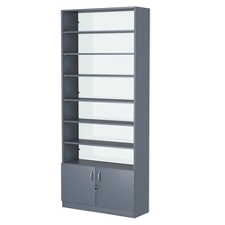 Стеллаж из ДСП с 6-ю полками 300x900 мм серии LEVEL-6 №12-1 (З/C - СТЕКЛО), Темно-Серый