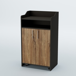 Стойка официанта "Бармен" №4-П передвижная, Черный + Дуб Канзас Коричневый