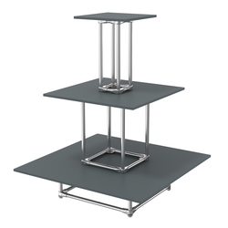 Торговый хромированный остров ПИРАМИДА №1 (полки ДСП 16мм), Темно-Серый