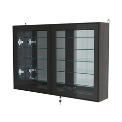 Витрина настенная №3-6А широкая зеркальная с пятью стеклянными полками серии Collecto, Дуб Венге