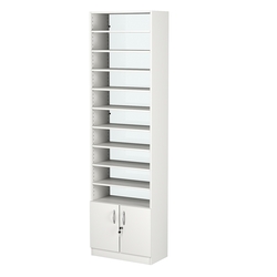 Стеллаж из ДСП с 10-ю полками 300x600 мм серии LEVEL-10 №5-2 (З/C - ЗЕРКАЛО), Белый