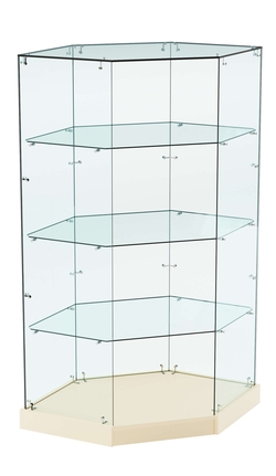 Витрина Хит продаж №14 (угловая шестигранная, открытая, З/C - стекло), Крем Вайс