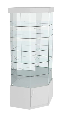 Витрина "Истра" угловая №9119, шестигранная (З.С-зеркало), без дверей, Серый