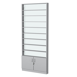 Стеллаж из ДСП с 8-ю полками 100x900 мм серии LEVEL-8 №8-1 (З/C - СТЕКЛО), Серый