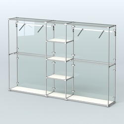 Торговая система ХРОМ (задняя стенка - стекло) 3030 мм с полками ДСП и поручнями №12, Белый