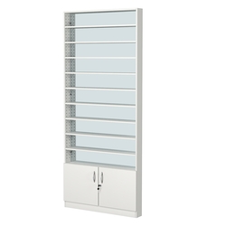 Стеллаж из ДСП с 9-ю полками 100x900 мм серии LEVEL-9 №8-2 (З/C - ЗЕРКАЛО), Белый